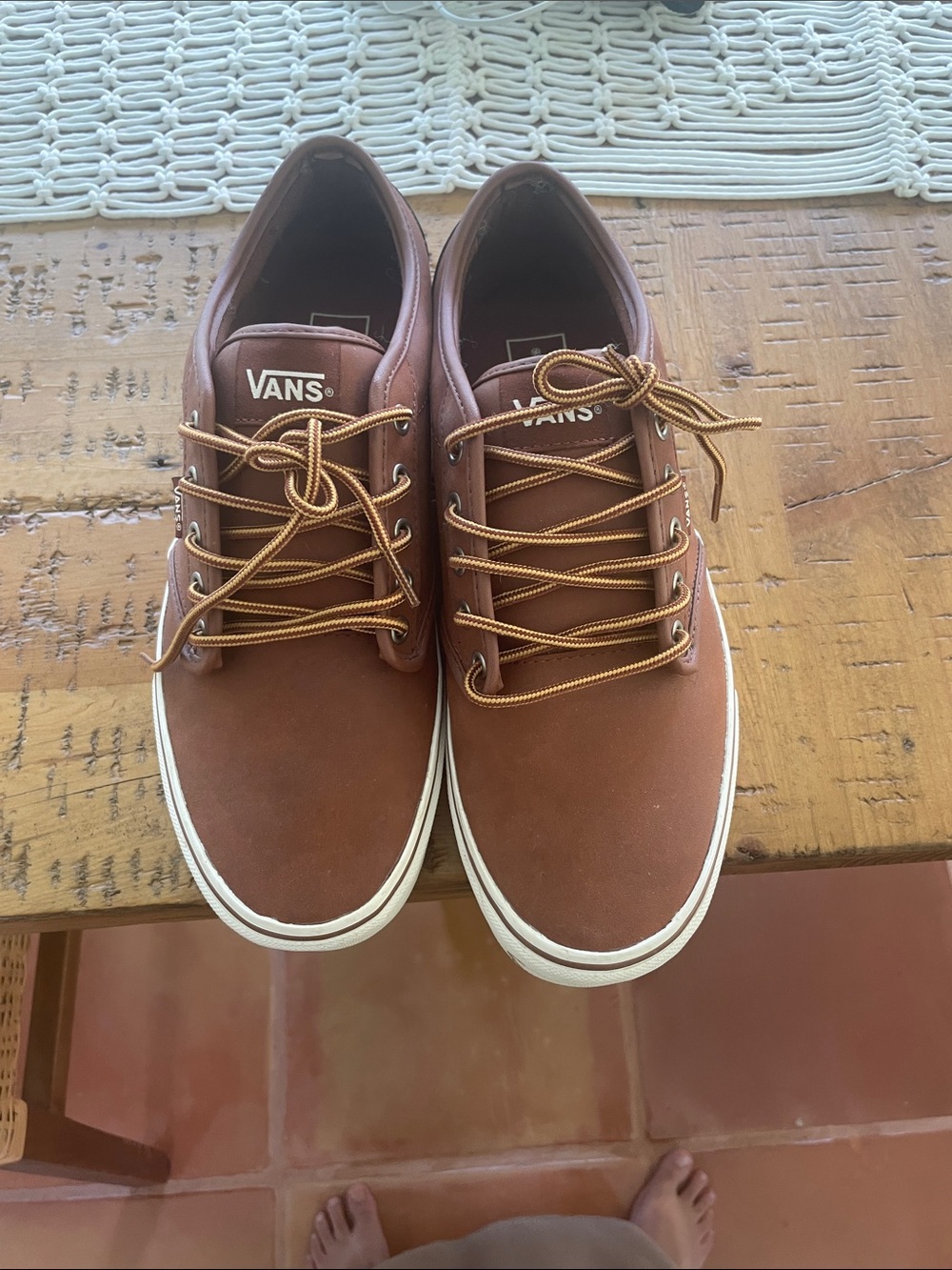 Vans Brown Low-Top Canvas Sneakers with White Sole
